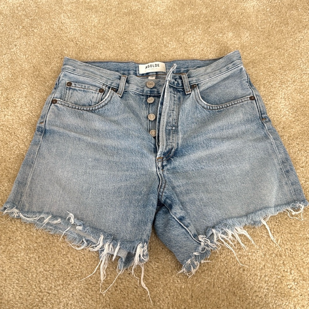 Agolde Light Blue Jean Reese Shorts 23